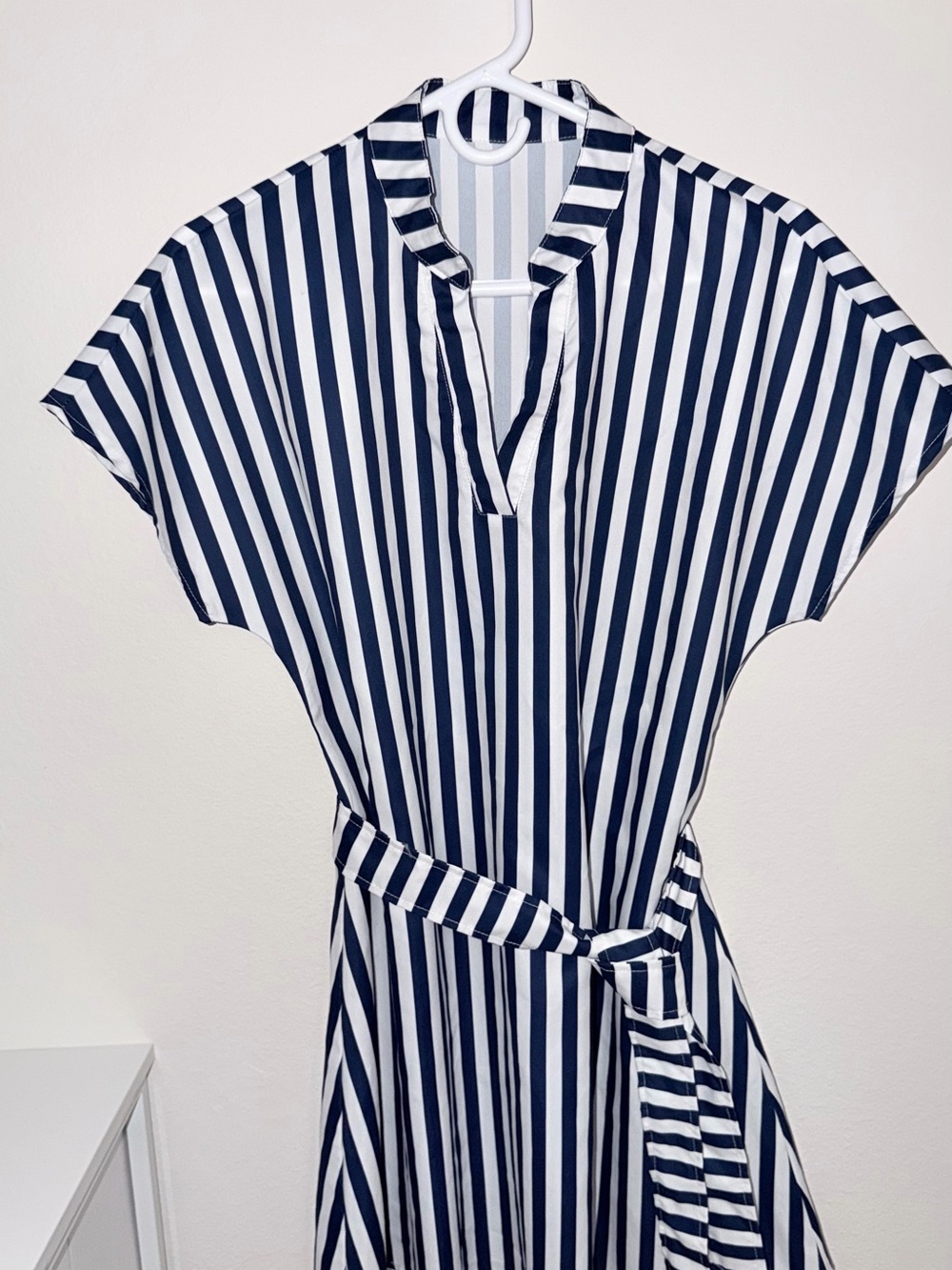 Mini Striped Navy and White Belted Women's mini Dress